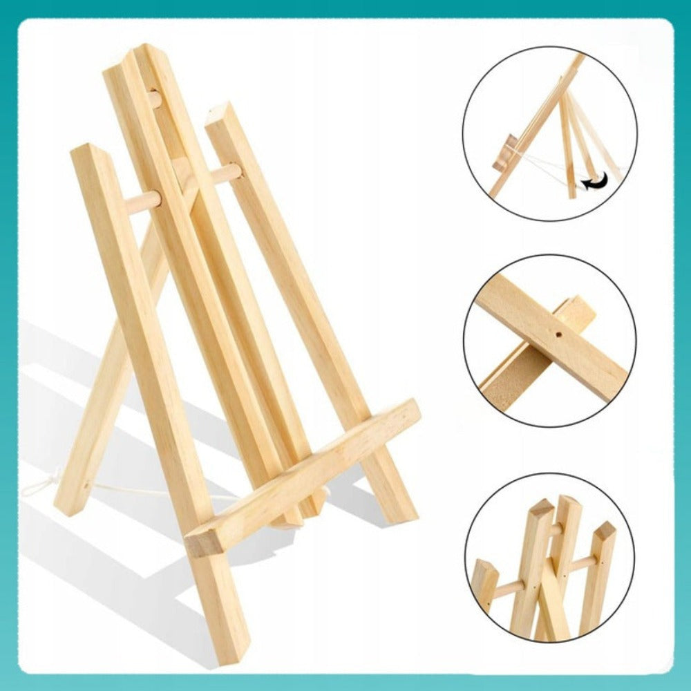 Set de Pintura Artmaker para Niños y Adultos - Kit Artístico Completo con Caballete de Madera de 50 cm, 3 Lienzos de Panel de 24x30 cm, Pinturas Acrílicas de Algodón en Tubos (12 Colores x 12 ml), 10 Pinceles Sintéticos Profesionales y Paleta para Mezclar