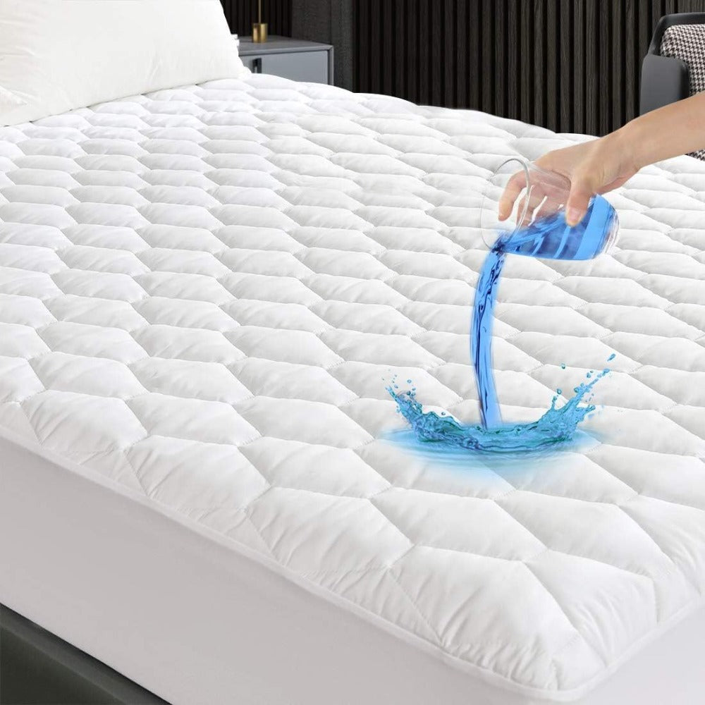 Protector De Colchón, Funda De Colchón Grande De Varios Tamaños, Impermeable, Transpirable, Suave, Impresa, Lavable A Máquina, Blanco