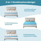 Colchón Topper de Doble Capa 10cm o 7.5cm con Almohadilla Transpirable de 2.5cm y Gel H3-H4 de 7.5cm o 5cm, Diseño de Bolsillo Profundo 360° y Funda Lavable a Máquina, Apto para Colchones 90x200, 120x140, 140x200, 160x200, 180x200, 200x200