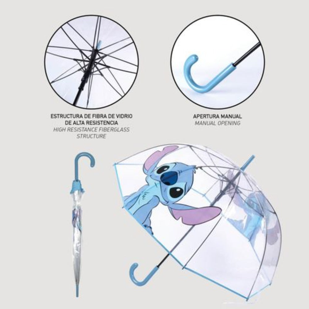 Paraguas Infantil Disney para Niños y Niñas – Paraguas Resistente, Seguro y Colorido con Diseño de Stitch – Ideal para Colegio y Días de Lluvia