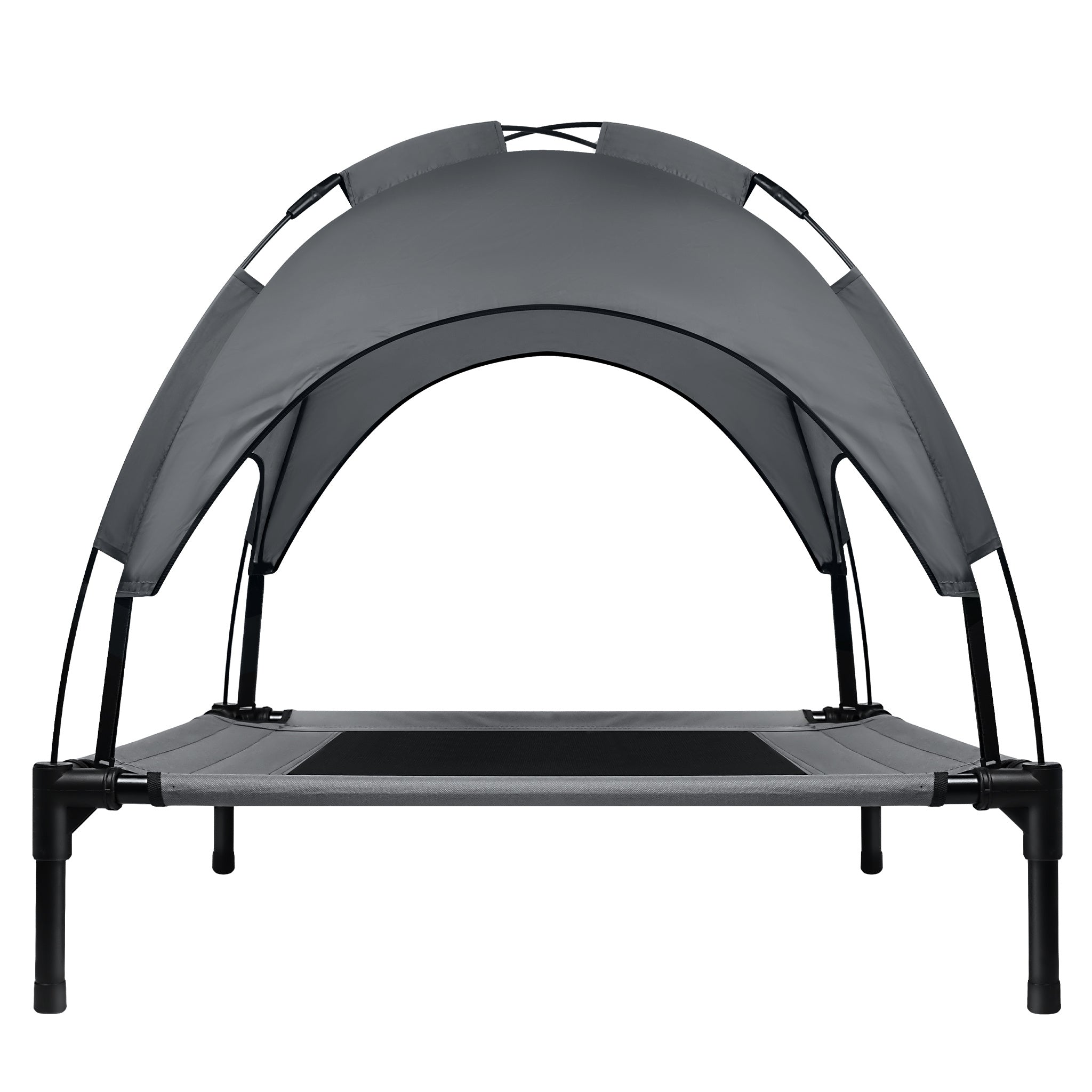 Cama para Perros con Dosel, Cama Elevada para Mascotas con Techo y Estructura de Hierro, Colchón para Dormir de Mascotas, Cama para Gatos, Gris, 76x61x76cm, 92x76x92cm, 122x92x102cm