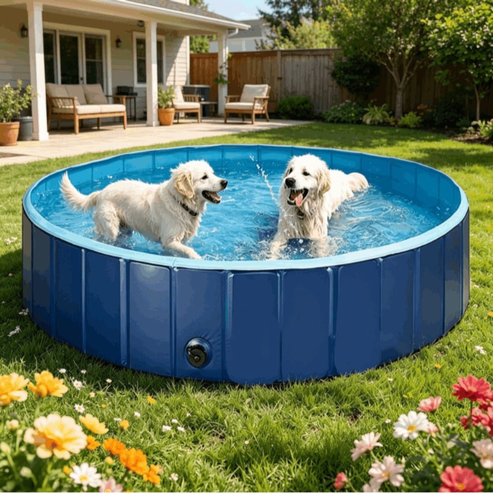 Piscina Plegable para Perros Gatos Bañera Portátil para Mascotas Plegable PVC y Resistente 80x20cm