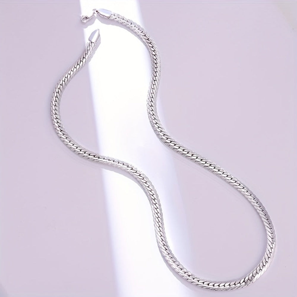 Collar de Cadena Plateada, Joyería de Plata 925, un Regalo para Mujeres, un Regalo para Hombres, un Regalo para Amigos y Colegas, Collar de Regalo de Cumpleaños, Regalo de Fiesta, Regalo de Luna de Miel, Collar de Regalo de San Valentín, Collar para Parej