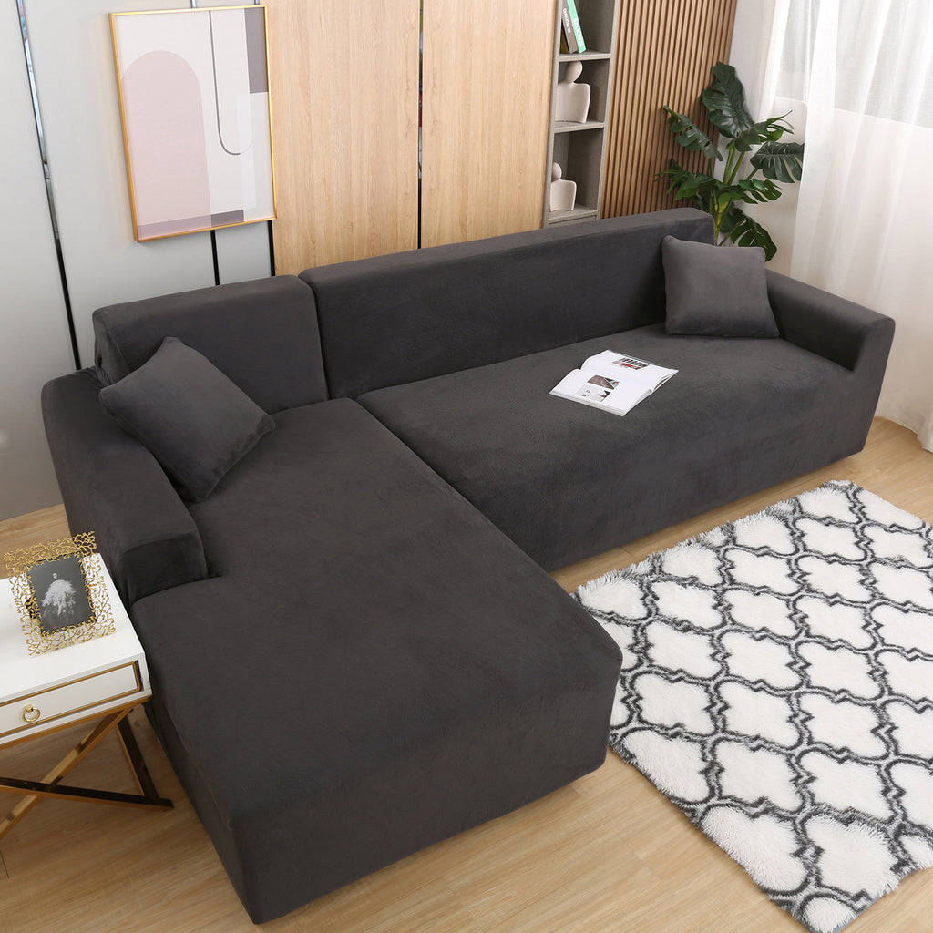 Juego de funda de sofá de felpa lujosa para sofá en forma de L (3 plazas 2 piezas) - Suave, lisa y agradable para la piel - Mejora perfecta para la decoración de la sala de estar de Navidad