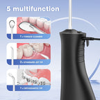 Irrigador Bucal Sejoy C12BLA Profesional con 5 Modos, 9 Boquillas, Tanque de 350ML, 30 Días de Batería para Limpieza Dental, Brackets y Cuidado de las Encías