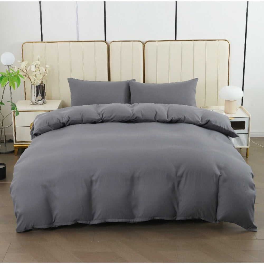 Juego de funda nórdica para cama 90-180 | Poliéster microfibra Incluye 1 funda de edredón y 1 funda de almohada (50×75 cm). Diseño liso, elegante y versátil. La funda de edredón puede utilizarse como colcha o sábana