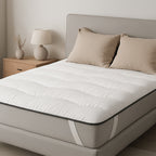 Protector de colchón lavable a máquina, transpirable y agradable para la piel, anti-transpiración, relleno generoso, suave y cómodo, disponible en varios tamaños, ideal para hoteles, dormitorios y apartamentos