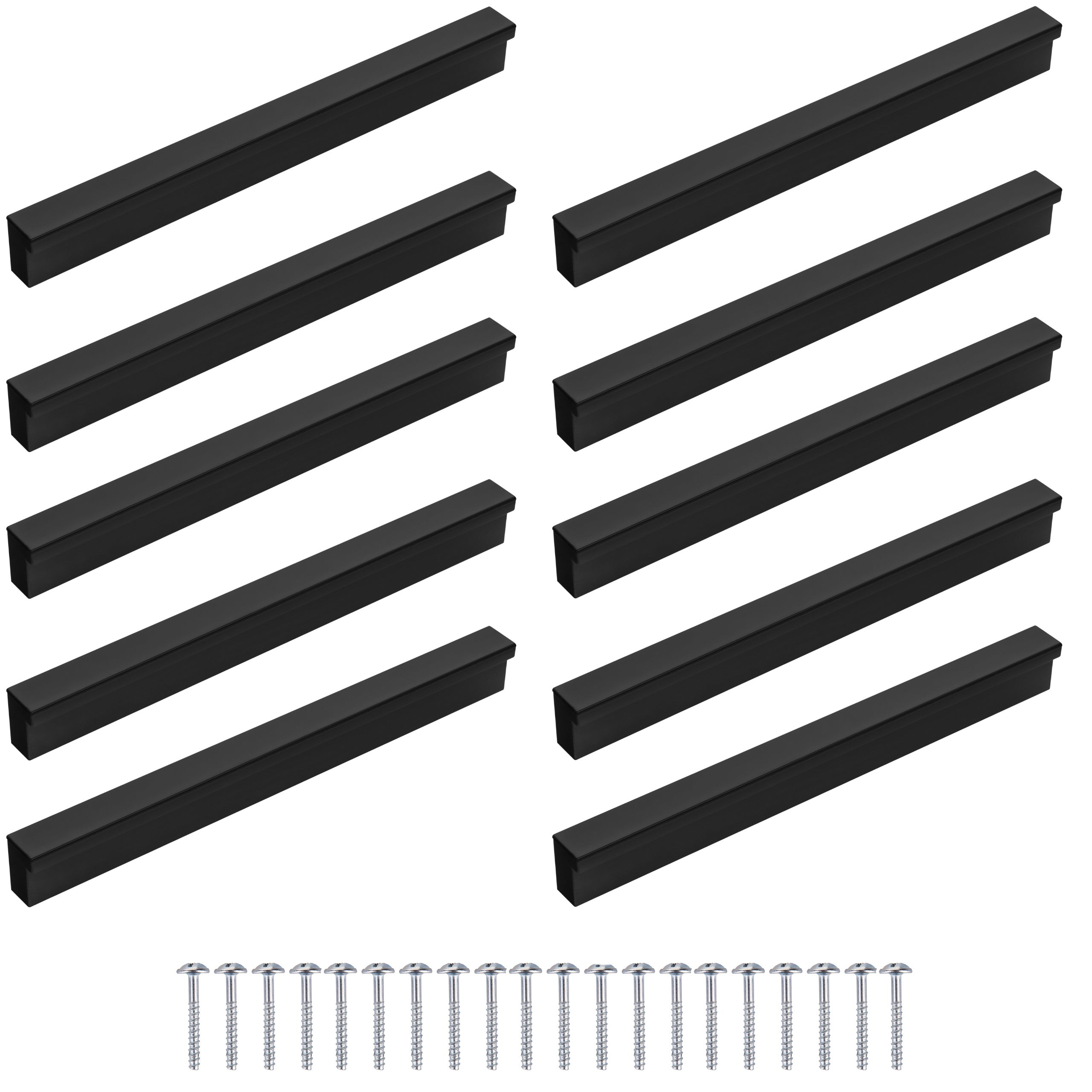 10piezas de manijas de muebles negros, tira, espaciado de agujeros 96Mm 128Mm 160Mm, manijas modernas y estéticas para armarios, cajones y puertas, ideales para cocina, baño, sala de estar - un conjunto completo con tornillos.