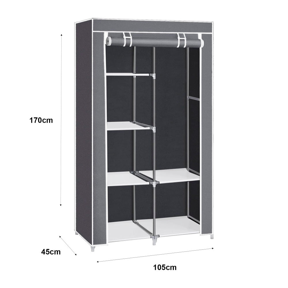 Armario Vestidor de Tela con Bolsillos Laterales Nyana Home - 5 Huecos 1 Ropero 1 Puerta 165x88x45cm Organizador de Ropa y Zapatos Fácil Montaje Ligero y Resistente Ideal para Dormitorio y Vestidor