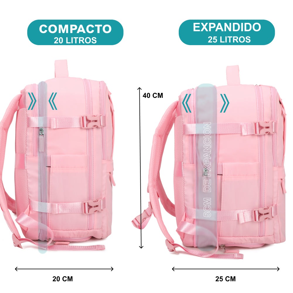 Mochila de cabina expandible 40x25x20-25cm | compartimiento para zapatillas | Mochila casual compatible con portátil 14 pulgadas