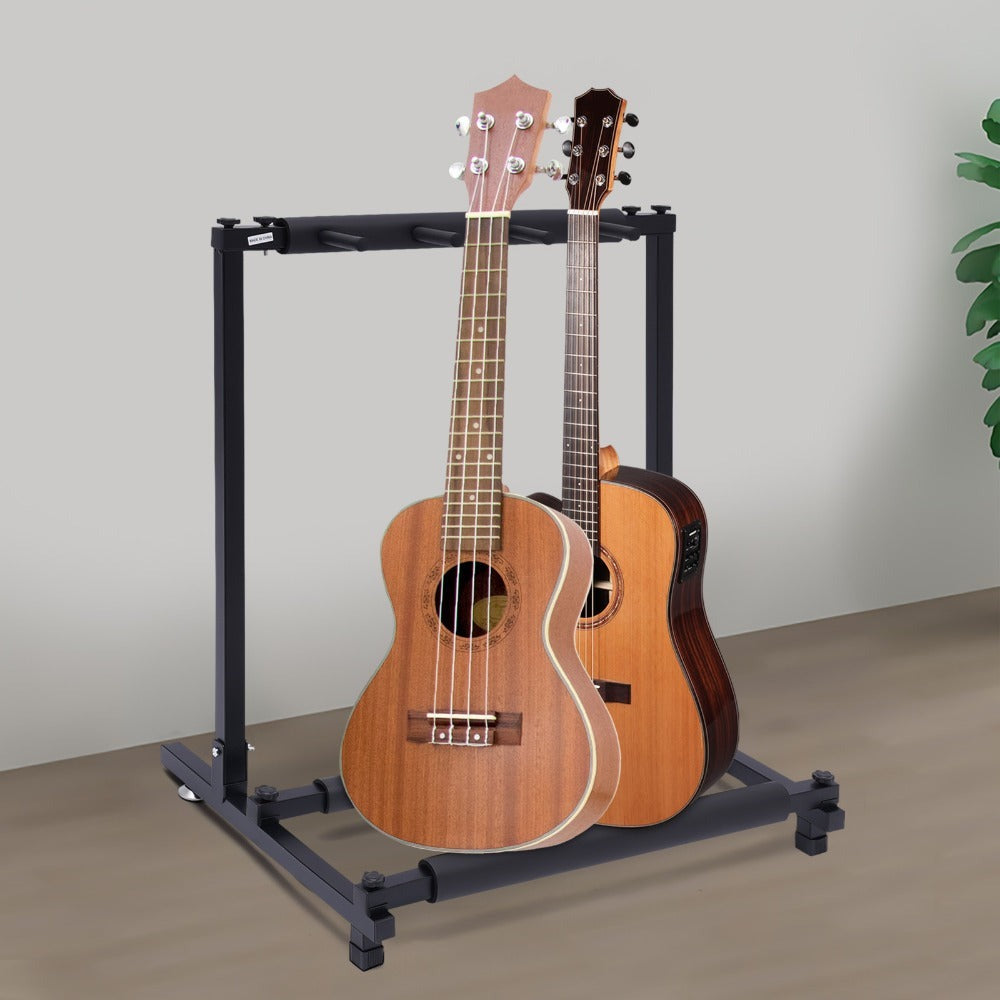 Soporte de Guitarra Multifunción 3 Plegado, Soporte para Múltiples Guitarras, Soporte Portátil Negro para Guitarra, Soporte de Exhibición Negro para Guitarra y Bajo, Estudio y Hogar (3 Guitarras)