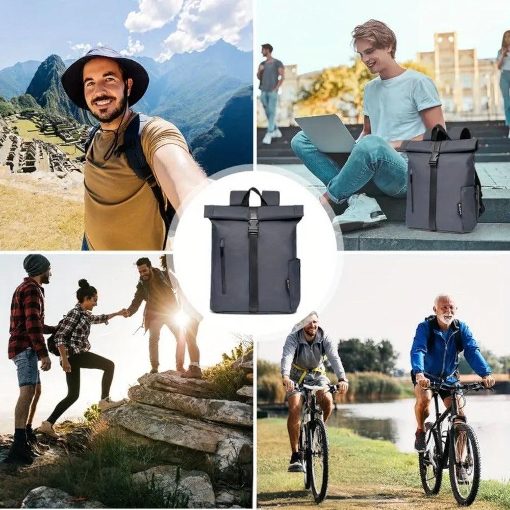 Mochila Enrollable para Hombre, Mochila Mujer para Portátil 15.6 Pulgadas, Moquera de Viaje Ligera para Hombre y Mujer de 21-25L, Bolso Escolar con Múltiples Compartimentos, Mochila Duradera de Capa Suave para Deportes al Aire Libre, Trabajo.