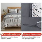 H HANSEL HOME Juego de Funda Nórdica Microfibra Transpirable – Set de Ropa de Cama con Funda de Edredón y Fundas de Almohada – Conjunto 2/3 Piezas para Dormitorio