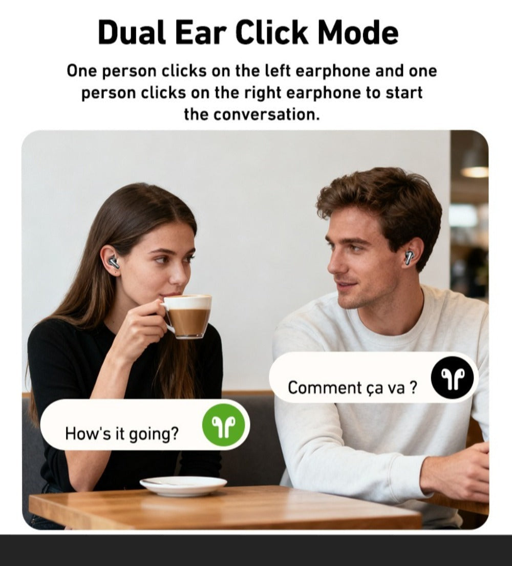 Auriculares Inalámbricos HTC NE48 con Estuche Deslizante OWS, Auriculares con Traducción Inteligente AI, Batería de Larga Duración de 30 Horas, Pantalla Táctil a Color, Baja Latencia, Micrófono con Cancelación de Ruido. Ideales para Música, Trabajo, Regal