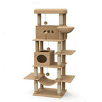 Rascador grande, árbol para gatos de 210 cm, con 8 postes rascadores, posadero, 2 cuevas, tapete lavable, hamaca, pelotas de felpa, rascador de varios pisos para gatos grandes, gris claro, gris oscuro