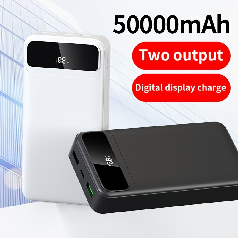 Batería externa | PD66W Carga Súper Rápida, Batería Portátil de Alta Capacidad 50000mAh, Pantalla LED de Energía/Puertos de Salida Rápida Dobles