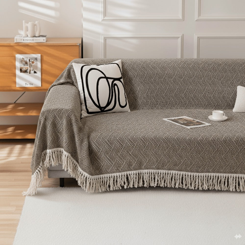 Fular multiusos con tejido Jacquard, resistente y fácil de limpiar, disponible en varios colores y tamaños, ideal para sofá, cama o picnic.