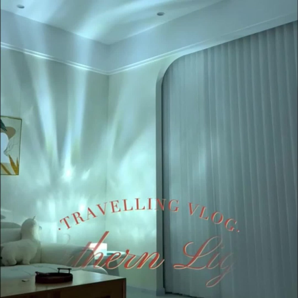 Proyector de luz ambiental | Proyector de aurora boreal LED de 16 colores, luz de noche inalámbrica multicolor, lámpara proyector, con batería