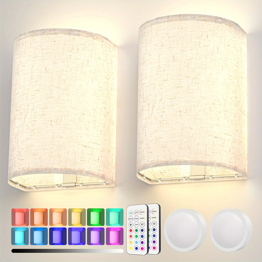 Aplique de pared para iluminación de pasillo, salón y dormitorio | Juego de 2 piezas y 2 piezas y control remoto