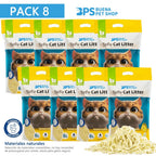 BPS Arena de Tofu para Gatos aglomera 6L Pack de 8 Bolsas- Sin Polvo Fácil de Aglomerar y Controla Olores - Biodegradable y Segura para Gatitos
