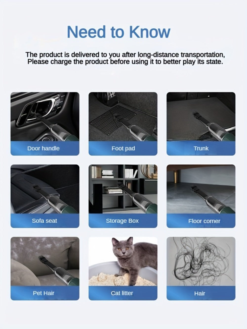 Aspiradora Inalámbrica Tres En Uno de Alta Potencia, Capaz de Aspirar, Extraer Aire y Soplar. Ideal para el Coche y el Hogar, con una Batería de Larga Duración. Recoge Eficazmente Polvo, Detritos y Pelo de Mascotas, Mientras Extrae