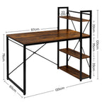 Escritorio - Mesa de Ordenador con Estantes - Escritorio para PC - Oficina en Casa Industrial - 60X120X76/120