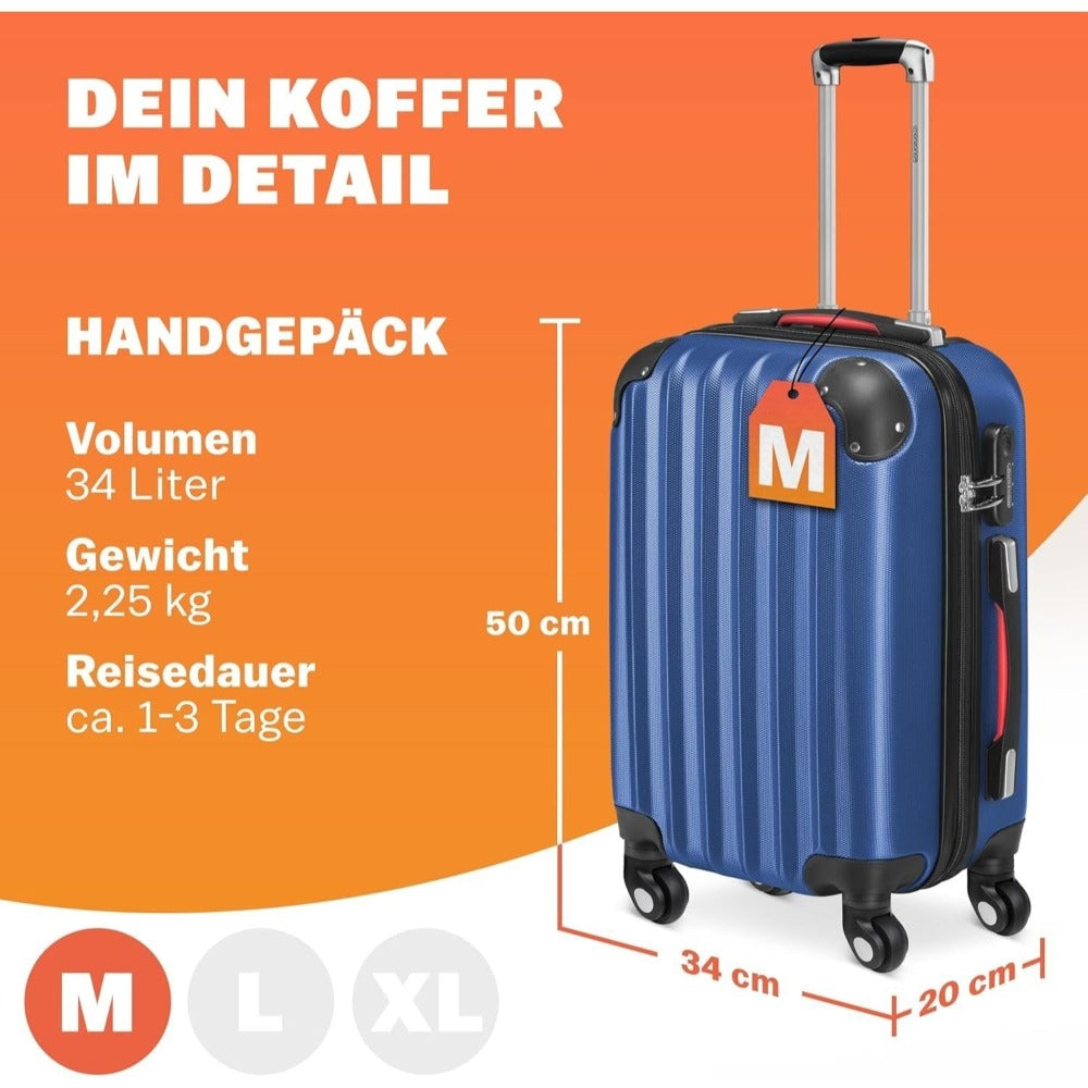 MONZANA® Maleta Rígida Baseline M Color Negro Equipaje de Viaje 34L peso 2,25Kg con ruedas 360° trolley 2 asas valija
