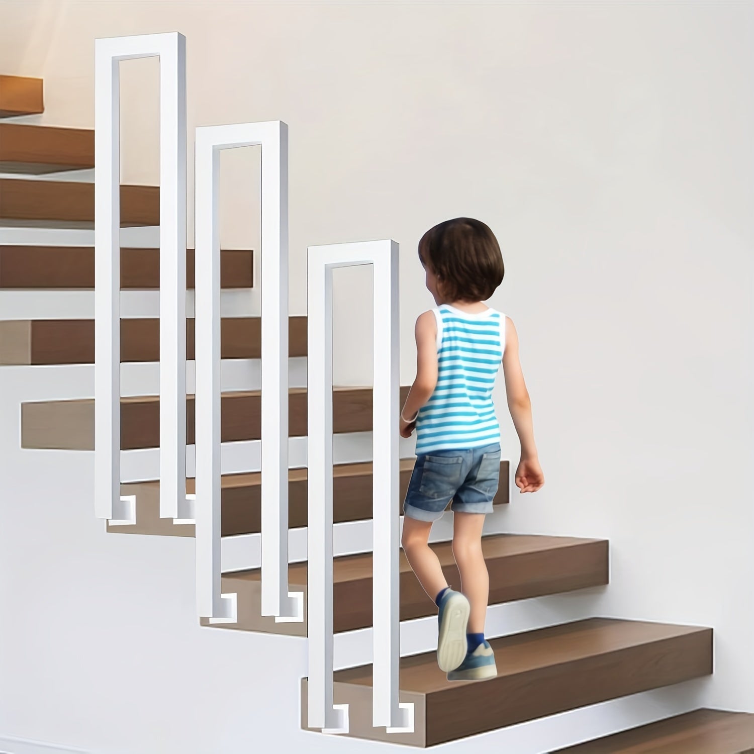 Pasamanos para escaleras interiores y exteriores, barandilla en U, barandilla de metal, pasamanos de escalera en forma de U, pasamanos de escalera para barandilla de balcón, negro.