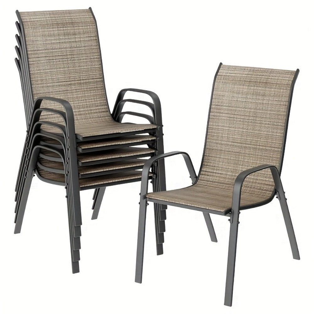 4pcs/6pcs Silla de Comedor, Silla de Balcón Apilable con Respaldo Alto, Tela Textilene, Estructura de Acero, Adecuada para Jardín, Patio, Balcón, Restaurante, Capacidad de Carga 150kg