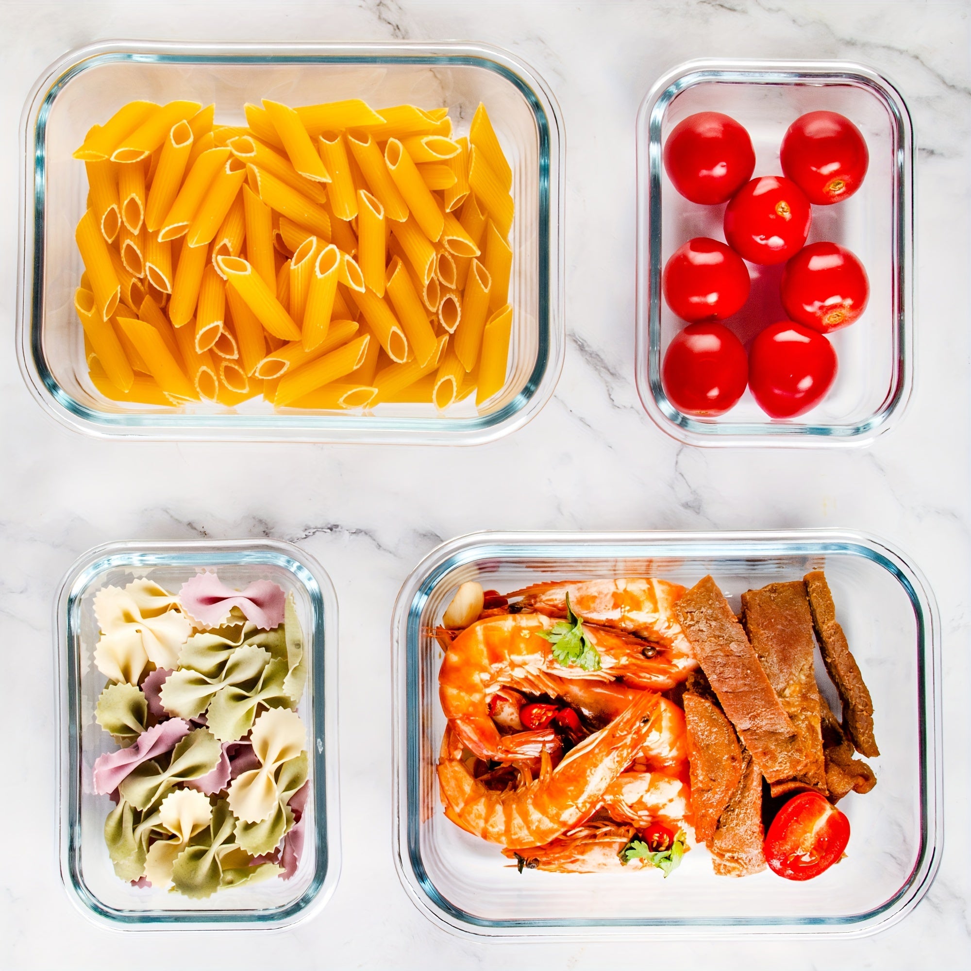 12 Paquete de Contenedores de Vidrio para Alimentos con Tapas Herméticas de Cierre a Presión - Contenedores Rectangulares para Preparación de Comidas, Aptos para Microondas y Lavavajillas, Diseño Apilable y Ahorrador de Espacio para Almacenamiento de Alim