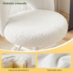 Klyvvo Silla de Escritorio con Ruedas, Silla de Maquillaje con Tejido Teddy Transpirable, Altura Ajustable, Ideal para Oficina, Hogar, Regalo Familiar, Soporta Hasta 150 Kg, Disponible en Rosa, Blanco y Gris
