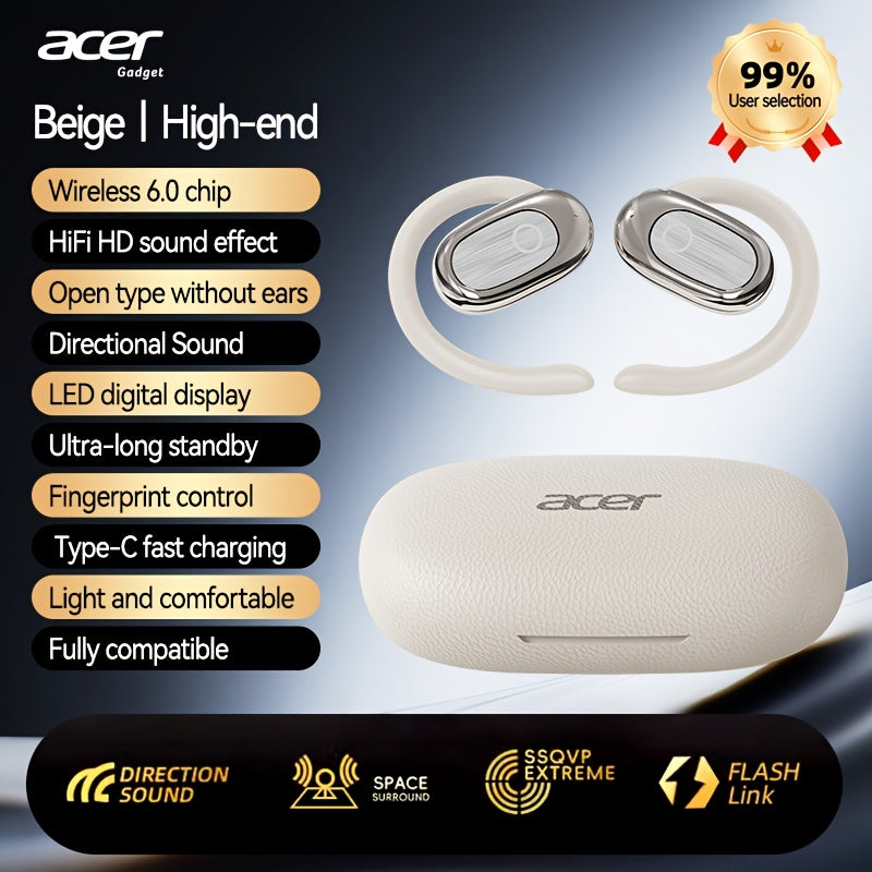 Auriculares Bluetooth Acer con gancho deportivo, sonido HiFi y baja latencia