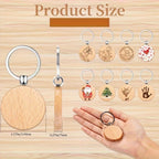 100 Llaveros de Madera Natural | Llaveros en Blanco Grabados con Anillos de Metal, Material de Madera Artesanal Color Caqui Clásico, Ideal para Regalos de Pascua, Día de San Valentín, Día de la Independencia, Carnaval, Llaveros Lindos, Diseño Fácil, Super