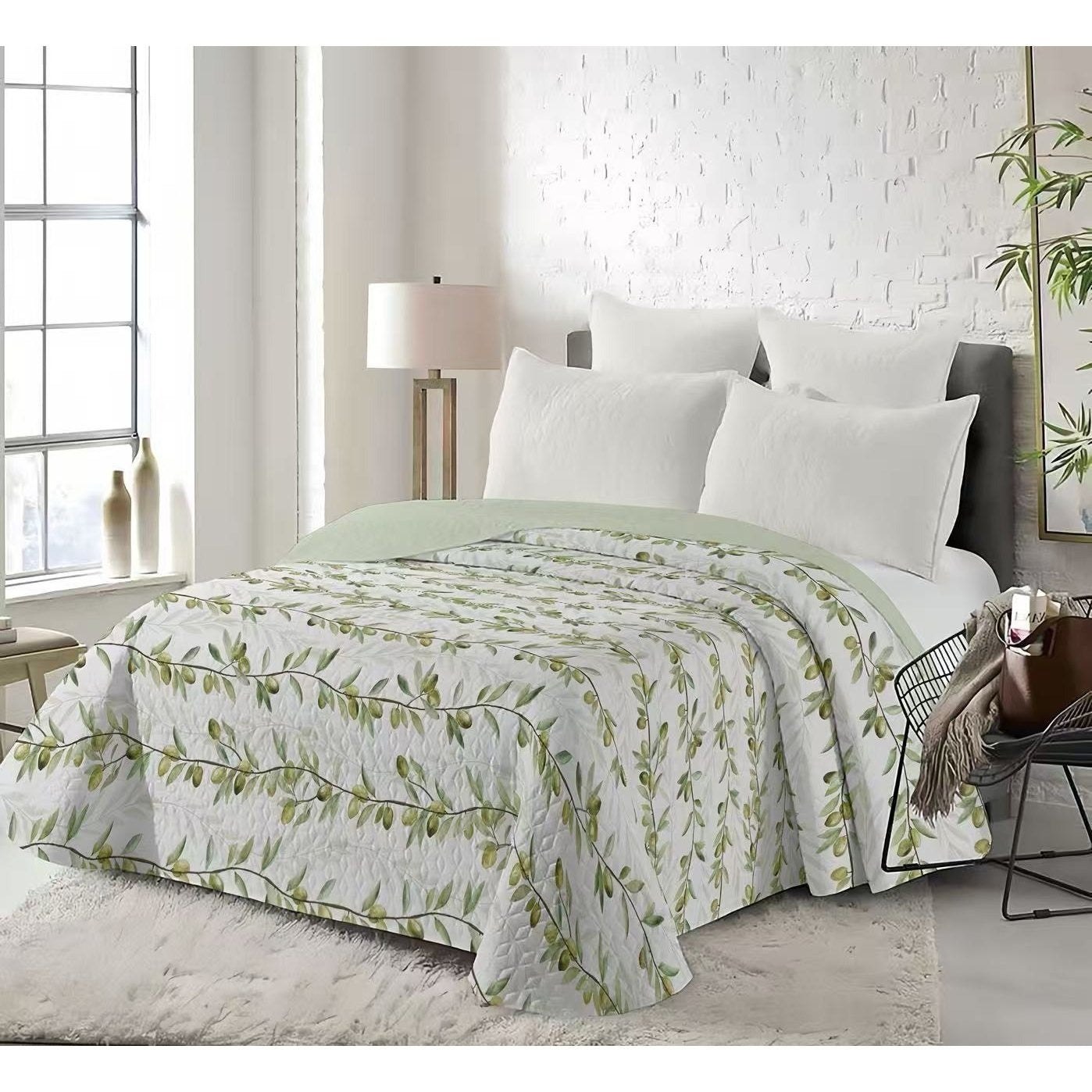 Colcha de Verano Reversible de Doble Cara con Estampado y Color Liso, Cubrecama Ligero para Decoración del Dormitorio Medida Disponible 190cm*260cm Vale para Cama90/105 medida240cm*260cm vale para cama de 135/150