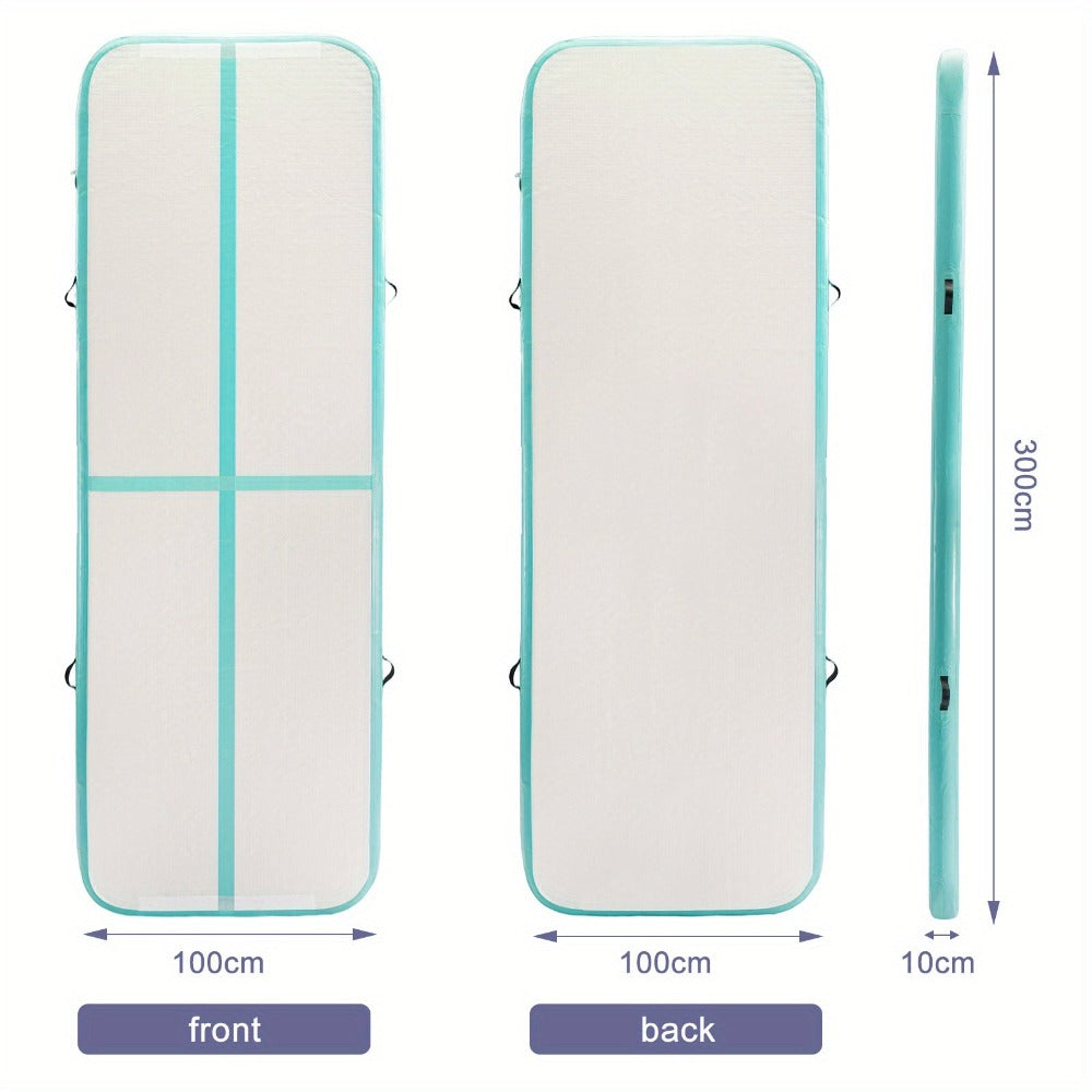 Colchoneta de aire de PVC de 10FT | 3m×1m×10cm Colchoneta inflable para gimnasia y acrobacia para entrenamiento de yoga, color sólido en, púrpura, verde fluorescente - Youyijia