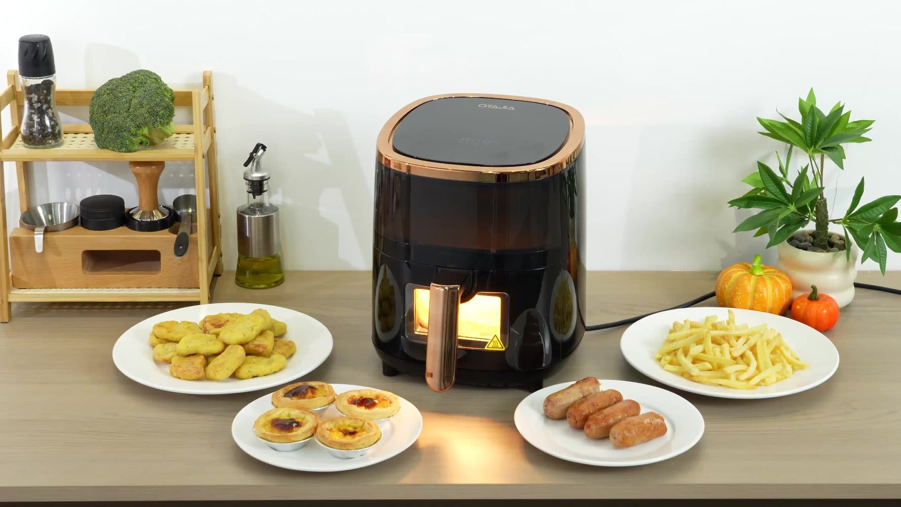 Freidora de Aire de 5.5L con Ventana Visual, 8 En 1, Pantalla Táctil, Función de Temporizador, Apto para Lavavajillas, Cocina Saludable Sin Aceite y Baja Grasa