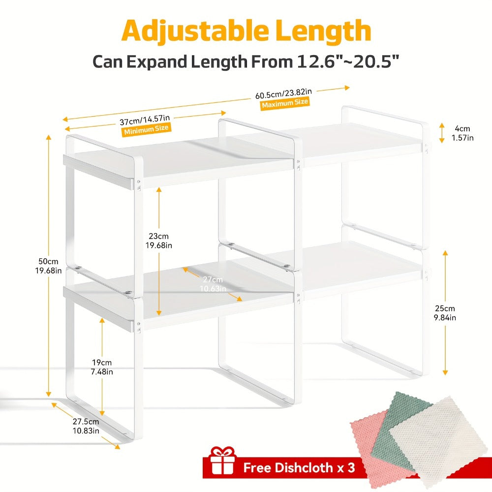 Estantería de cocina extensible para 1pc/2pcs, estante dorado para almacenamiento de especias, adecuado para encimeras de cocina, despensa, armarios, refrigerador ()