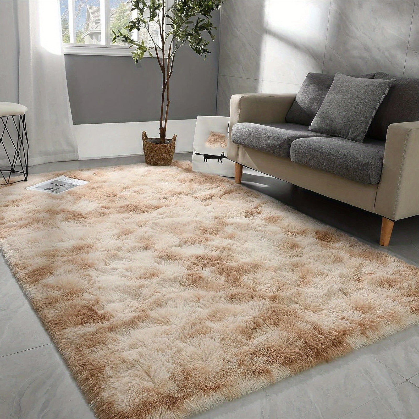 1 alfombra suave de felpa, alfombra de felpa antideslizante, alfombra suave de felpa para mesita de noche, alfombra tie-dye para sala de estar, decoración del hogar, alfombra para dormir mascotas, alfombra para dormitorio y sala de estar, decoración de la