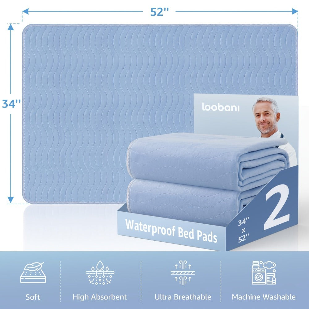 Paquete de 4 (132X86Cm)/Paquete de 2 (91X86Cm)/Paquete de 1 (91X86Cm) Protectores Extra Absorbentes Lavables, Protectores de Secado Rápido para Cama, Protectores Reutilizables Lavables para Perros, Pañales