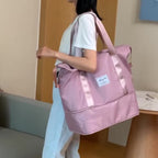 Bolso de mano de gran capacidad, equipaje de fin de semana ligero de nailon, bolsa de viaje portátil para gimnasio y almacenamiento