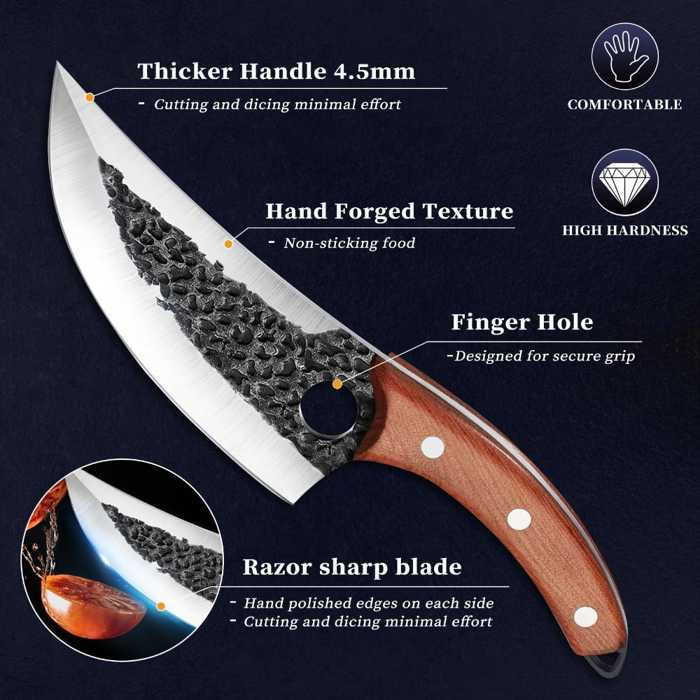 1 cuchillo de cocina de 12.2 pulgadas con orificio, hoja afilada de acero inoxidable y mango cómodo. Ideal para cortar verduras, frutas, carnes, pescado y para deshuesar o asar a la parrilla. Fácil de transportar y una excelente opción de regalo.