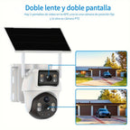 2 cámaras de seguridad solares de 8MP, 2.4Ghz Wifi, monitoreo de seguridad de alta definición, lente dual, rotación automática, movimiento, detección, llamada bidireccional, cámara de vigilancia de seguridad, batería de 365 días, con visión nocturna