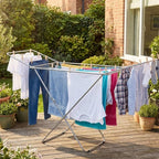 tendedero Plegable metálico, 20 Metros Espacio de tendido, Soporte para Tender Ropa, Patas Antideslizantes (Plateado, 52 x 102cm)