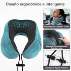 Una Almohada Cervical Ergonómica en Forma de U con Bolsa de Almacenamiento, Espuma de Memoria con Tecnología de Rebote Lento, Funda Lavable a Máquina, Ligera y Portátil para Avión, Oficina y Hogar, Apoya Cuello y Cabeza, Ideal para Siestas, Lectura y Ver