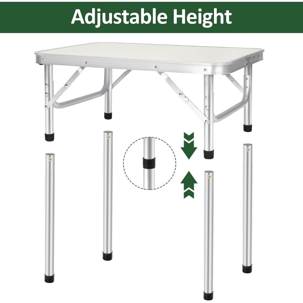 Mesa Plegable de 60x45x26/56cm, Resistente y Ajustable, Ideal para Camping, Picnic, Fiestas al Aire Libre y BBQ. Mesa Portátil con Asa de Transporte, Perfecta para Jardín, Cocina y Exteriores. ¡La Mesa BBQ de Aluminio Definitiva para tus Fiestas!