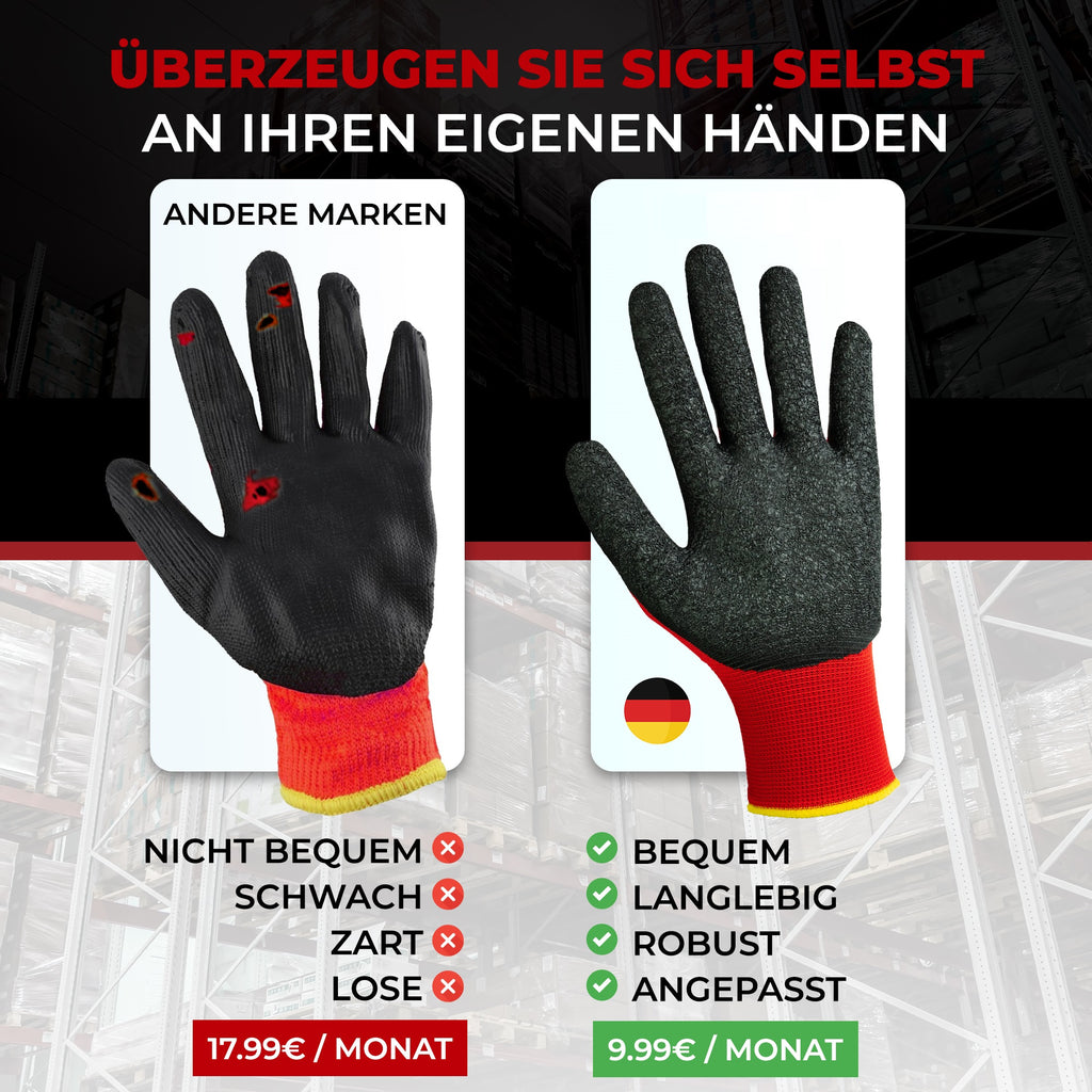 12 a 24 Pares de Guantes de Trabajo Duraderos (Talla 7/8/9/10/11), Guantes de Jardinería, Guantes de Montaje para Hombres/Mujeres con Revestimiento de Látex para Construcción, Mecánica, Talleres, Carpintería, Logística, Paquete al por Mayor