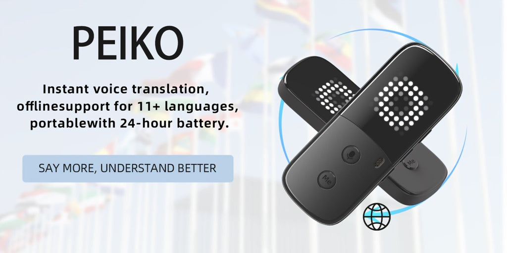 Peiko Dispositivo de Traducción de 150 Idiomas, Traductor de Voz en Tiempo Real Bidireccional con IA, Gadget Tecnológico Mini, Traducción sin Conexión, Ideal para Aprendizaje, Viajes y Comunicación Empresarial