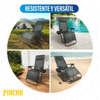 Tumbona Jardin Exterior Plegable Gravedad Cero - Pack 2 Sillas Reclinables o Hamacas para Playa, Terraza y Camping con Portavasos, Ligeras y Cómodas