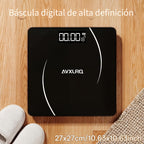 Báscula de baño de alta precisión, báscula electrónica de cuerpo con pantalla LCD ultradelgada con visualización de temperatura, inicio automático al pesar, pesaje hasta 180 kg, cambio de unidad LB/KG, diseño de plataforma de vidrio templado antideslizant