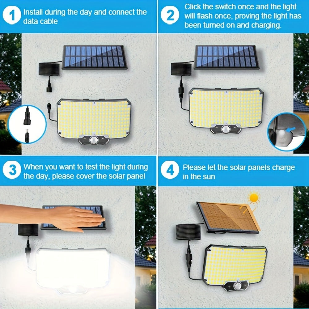 Luz solar exterior con sensor 3pcs | Jardín patio garaje y seguridad
